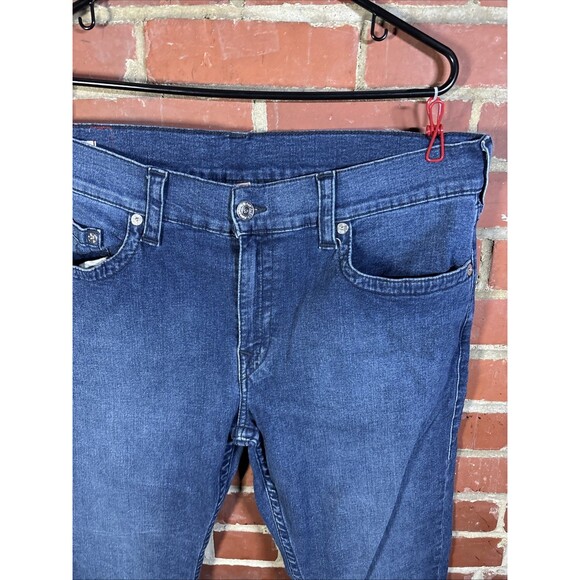 True Religion Ricky Relaxed Straight Blue Jeans Mens Stretch Size 36, Real 37x30 - Picture 3 of 9